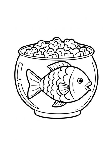 Fish In A Bowl Coloring Page For Kids