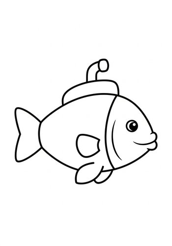 Fish Submarine Coloring Page