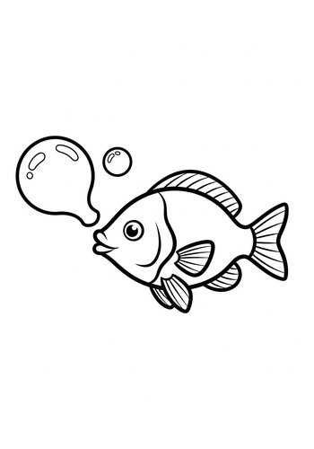 Fish With Bubbles - Coloring Page Fun