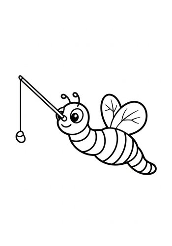 Fishing Bee Coloring Page: A Whimsical Adventure