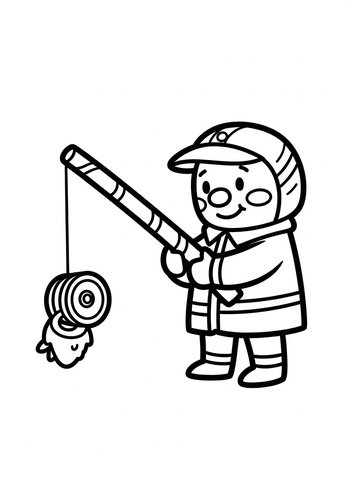 Fishing Fun: Kid's Coloring Page