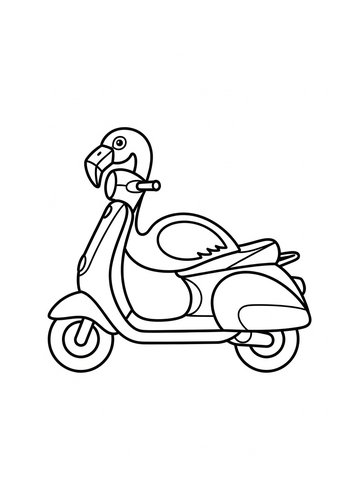 Flamingo Scooter Coloring Page: Ride Into Fun