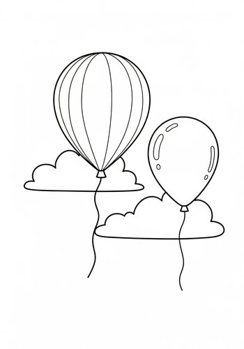 Floating Fun: Balloons In The Sky Coloring Page