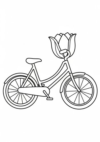 Floral Bicycle Coloring Page: A Blooming Ride