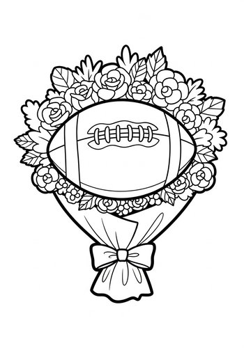 Floral Football Bouquet Coloring Page