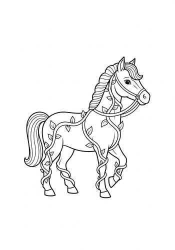 Coloring Page: Floral Horse Coloring Page: Artistic Equine Fun