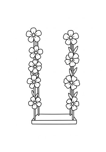 Floral Swing Coloring Page For Kids