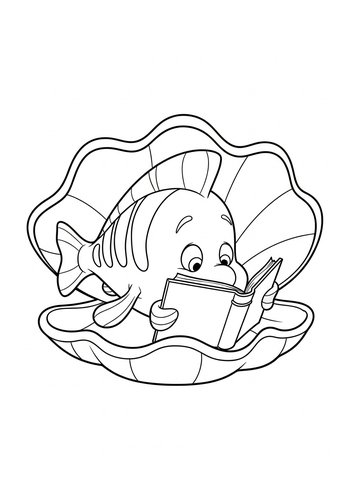 Flounder's Literary Escape: Coloring Page Fun