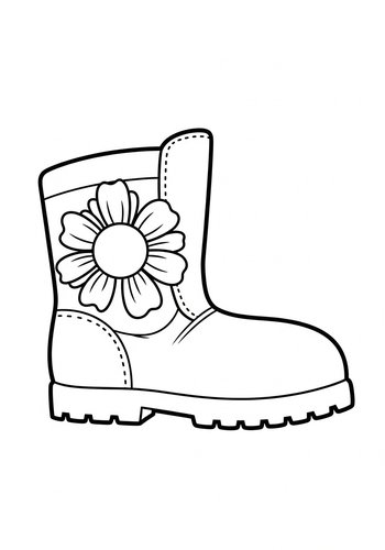 Flower Boot Coloring Page: Springtime Fun