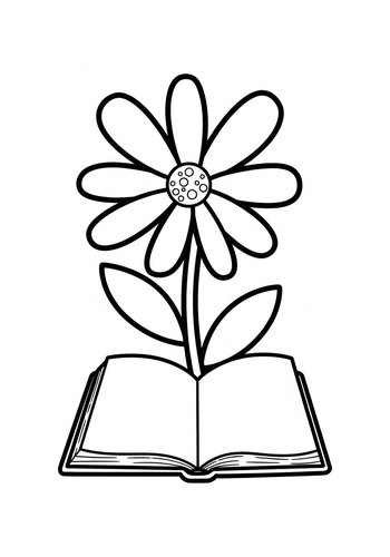 Flower Power: Book Bloom Coloring Page
