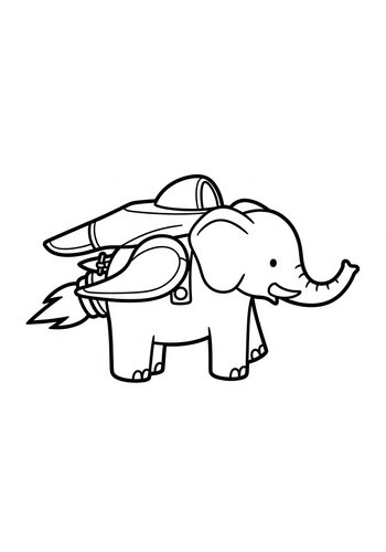 Flying Elephant Coloring Page: A Space Adventure