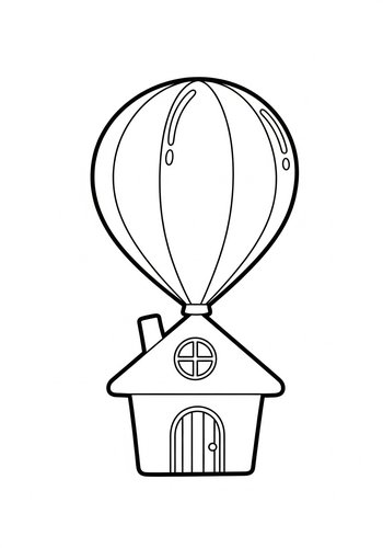 Flying House Coloring Page: A Whimsical Adventure