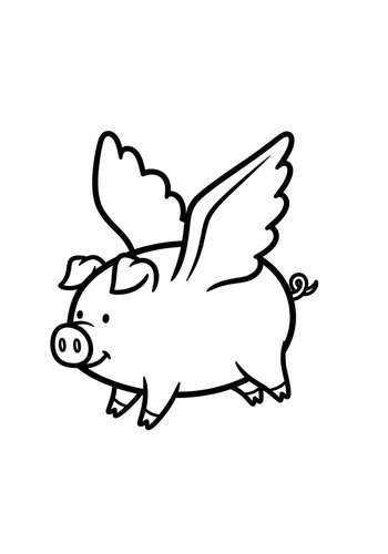 Flying Pig Coloring Page: Dreamy Design