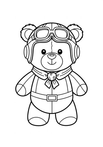 Flying Teddy Bear Coloring Page