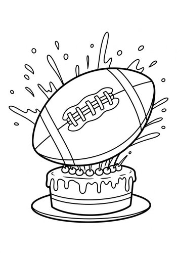 Football Cake Coloring Page: A Sweet Victory