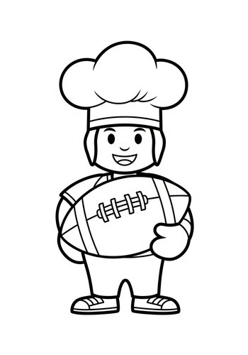 Football Chef Coloring Page: Delicious Fun