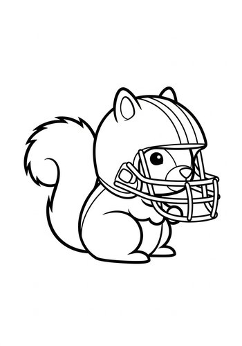 Football Squirrel Coloring Page