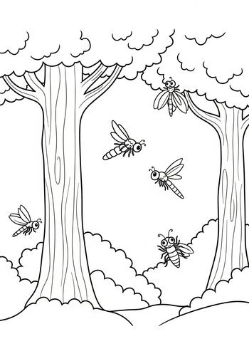 Forest Bugs Coloring Page Fun