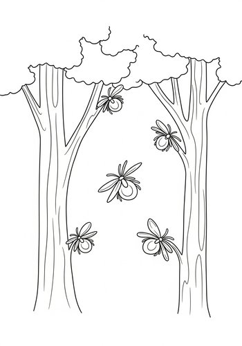 Forest Fireflies Coloring Page
