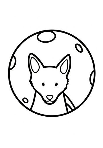 Fox In Circle Coloring Page For Kids