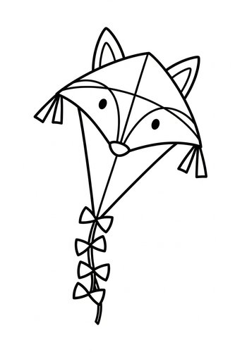 Fox Kite Coloring Page Fun