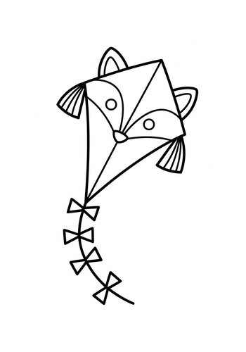 Fox Kite Coloring Page: Soaring Fun