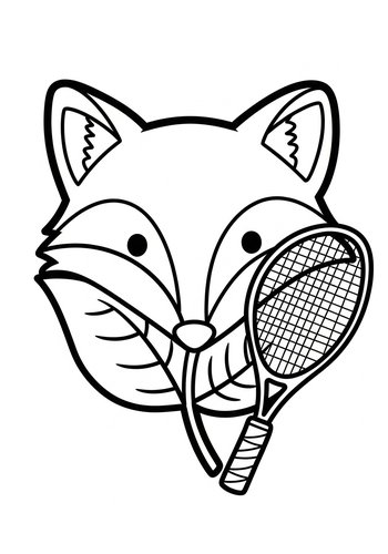 Fox With Tennis Racket Coloring Page