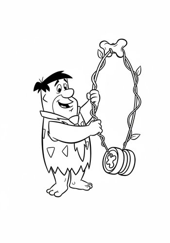 Coloring Page: Fred Flintstone's Stone Age Fun: Playing With A Vine & Bone Yo-yo Coloring Page