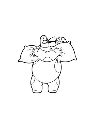 Fredzilla Having A Pillow Fight With Baymax Coloring Page