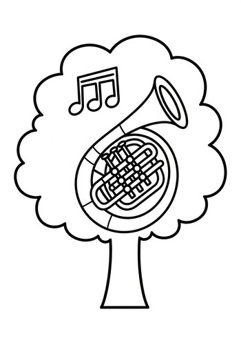 French Horn Tree Coloring Page