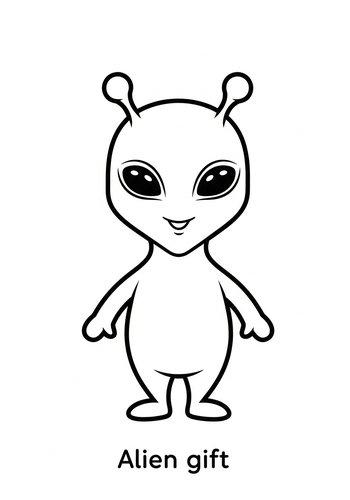 Friendly Alien Coloring Page For Kids