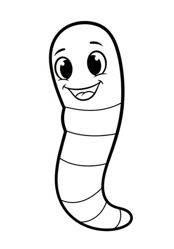 Friendly Earthworm Coloring Page