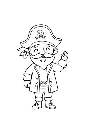 Friendly Pirate Coloring Page For Kids