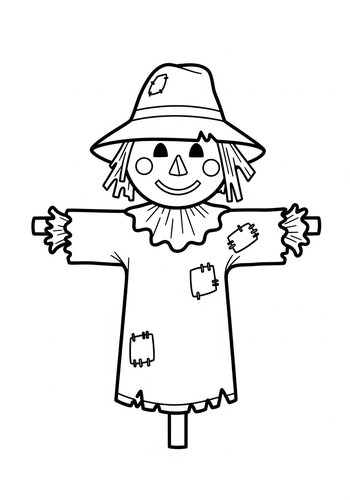 Friendly Scarecrow Coloring Page