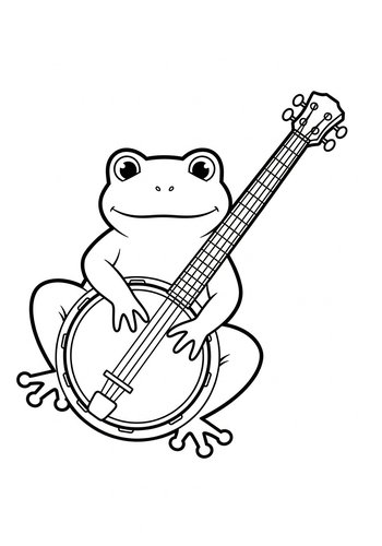 Frog With Banjo Coloring Page