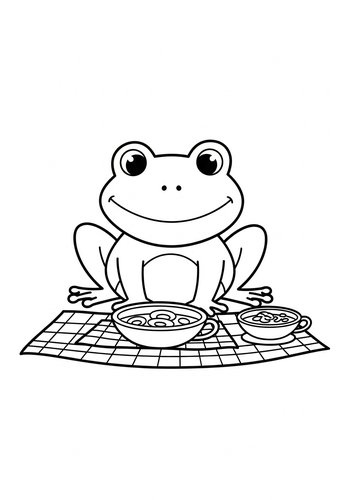 Frog's Soup Party: Coloring Page Fun