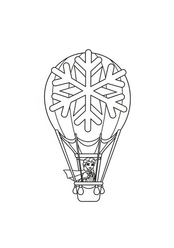 Coloring Page: Frozen Floating In A Snowflake Hot Air Balloon Coloring Page