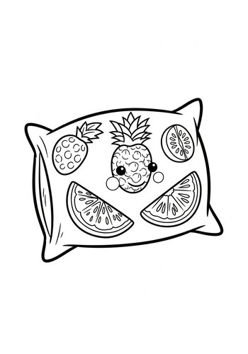 Fruity Dreams: A Tropical Pillow Coloring Page