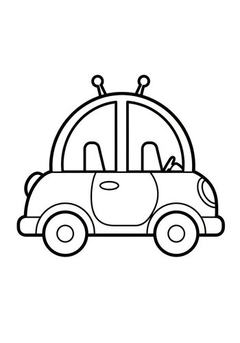 Funky Car Coloring Page - Printable Design