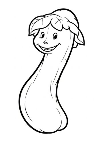 Funny Smiling Zucchini Coloring Page