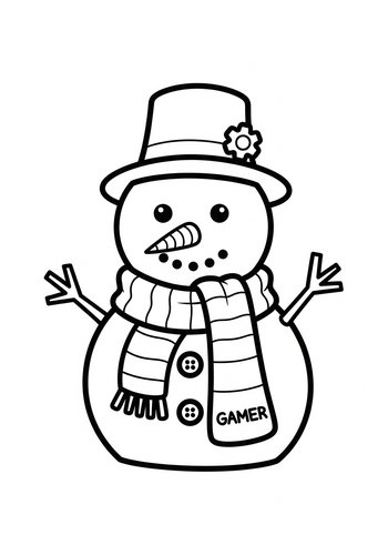 Gamer Snowman Coloring Page