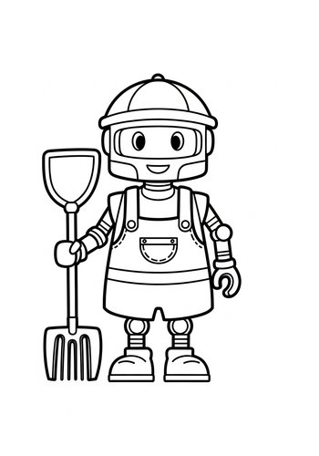 Gardening Robot Coloring Page: Ready To Bloom