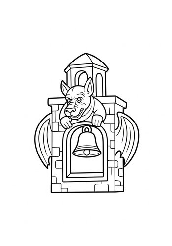 Gargoyle In A Bell Tower Coloring Page