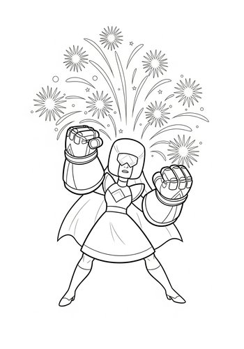 Garnet Creating A Firework Display With Her Gauntlets Coloring Page