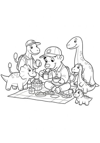 Gaston's Dino Picnic: A Friendly Dinosaur Coloring Adventure