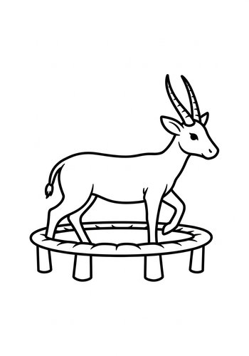 Gazelle Trampoline Fun - Coloring Page