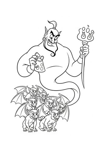 Coloring Page: Genie's Charades: A Gargoyle Guessing Game Coloring Page