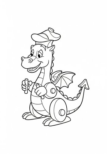Gepetto Carving A Wooden Toy Dragon Coloring Page