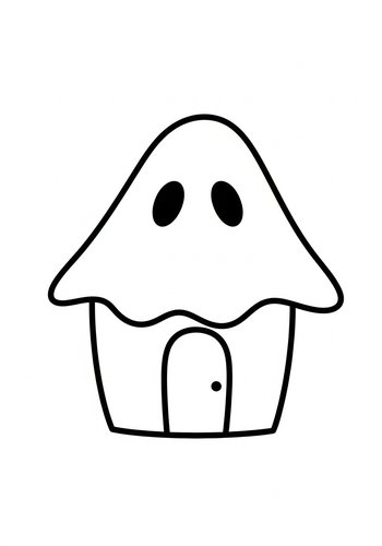 Ghost House Coloring Page For Spooky Fun