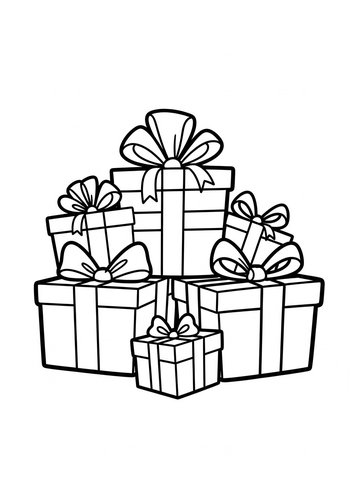 Gift Pile Coloring Page: Festive Fun